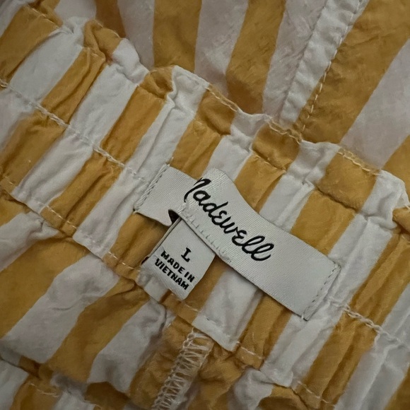 MADEWELL Poplin Cotton Striped Yellow White Boxer Shorts Sz L - Picture 7 of 7